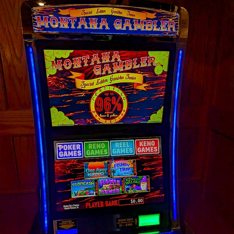 Montana Gambler video poker machine at Victorian Casino, Flathead Valley
